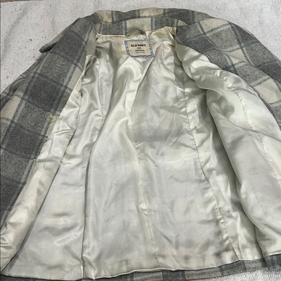 Old Navy Gray Plaid Pea Coat - Picture 3 of 5